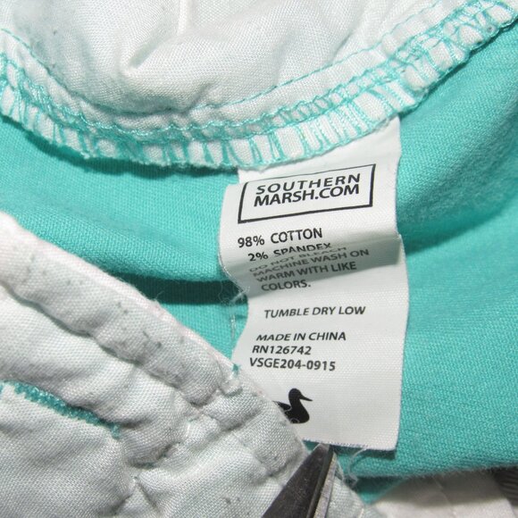 Southern Marsh Chino Shorts Size 0 Aqua Mint with Pink Cuffs Preppy Beach Resort - Picture 5 of 5
